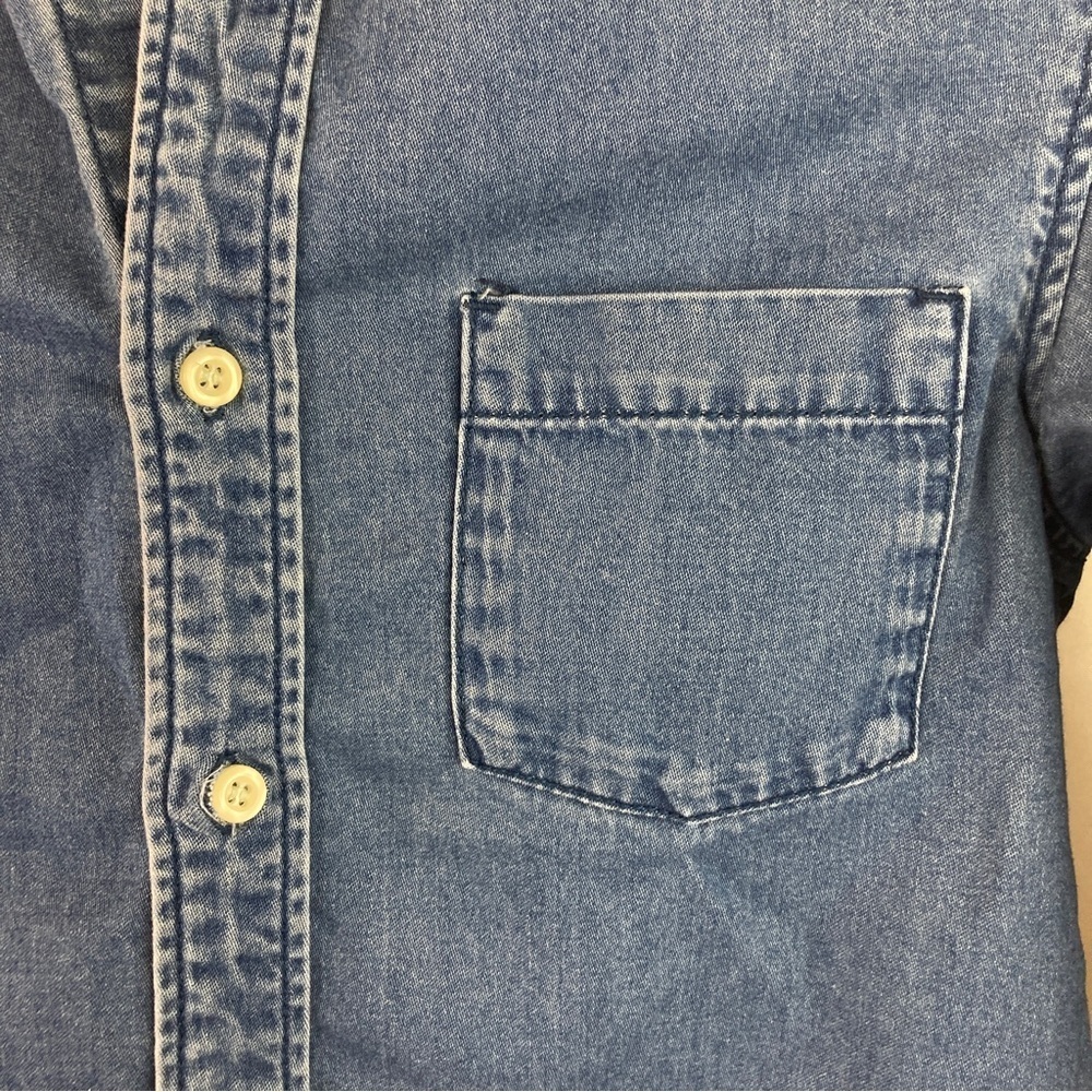 H&m Cotton Denim Button-Down Shirt XS - Picture 6 of 8